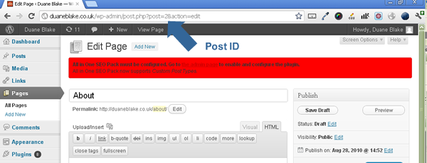 Wordpress Page Id Screen